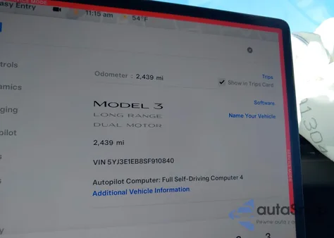 2025 Tesla Model 3 Long Range All-Wheel Drive from USA, damaged, VIN 5YJ3E1EB8SF910840